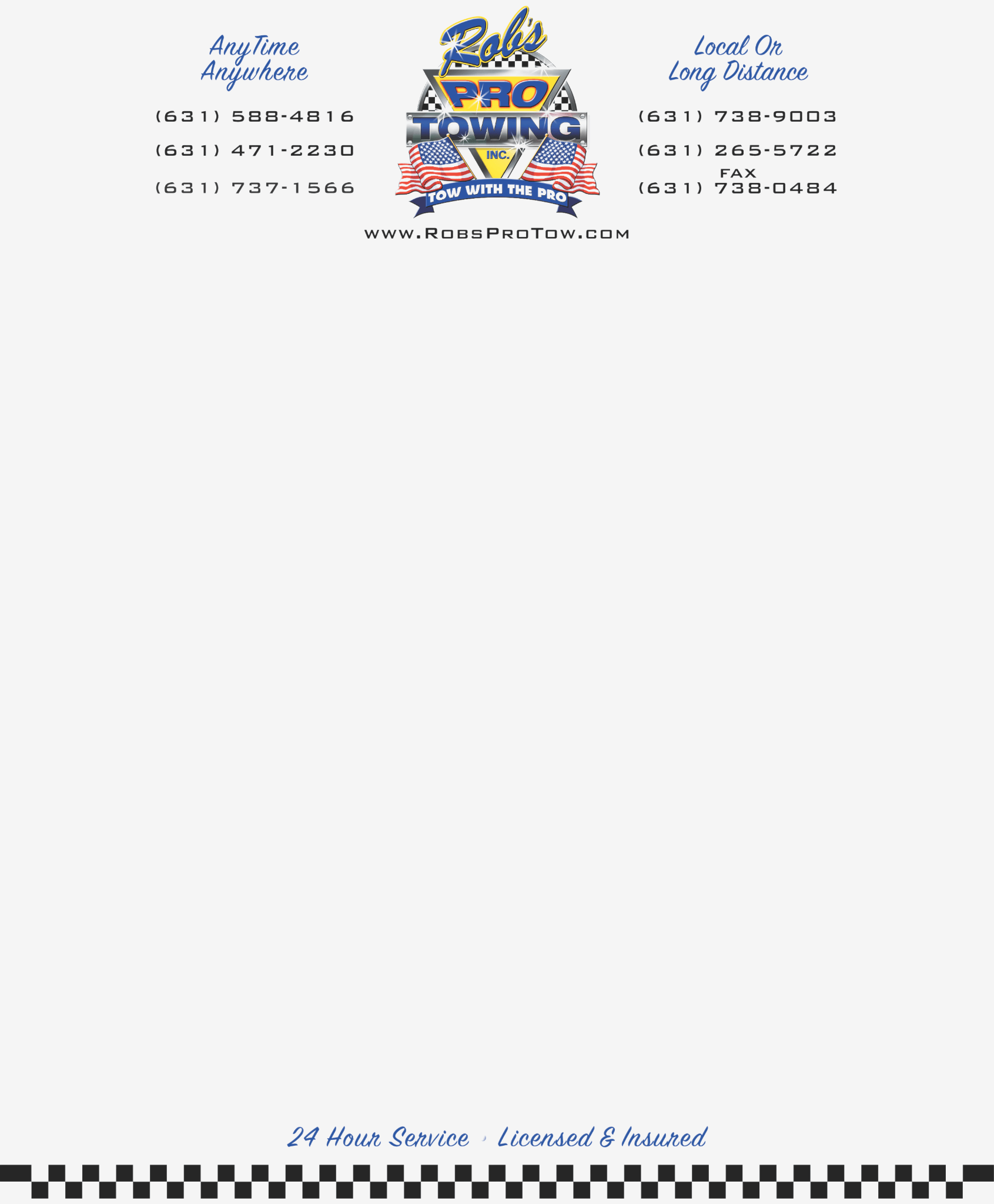 Rob Pro Towing Letterhead