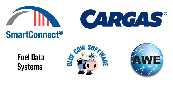 Logos for ADD Systems, Blue Cow, Cargas, Automated Wireless and Fuel Data Systems