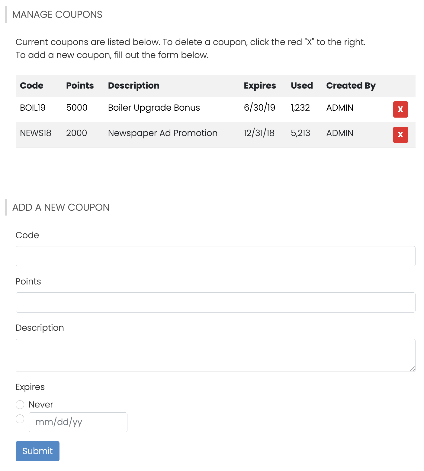 Coupon Management